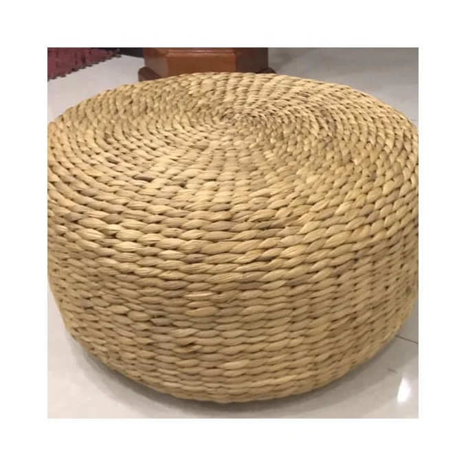 Good quality wholesaler decorative natural round stools ottomans handmade