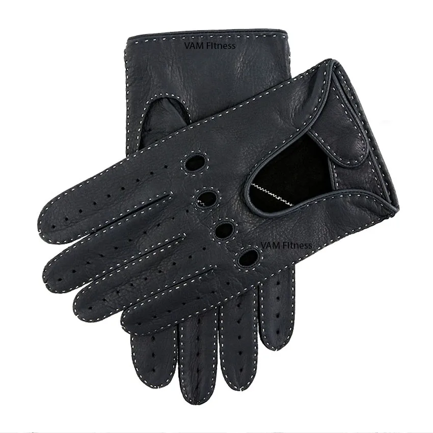Black Brown Mens Motorcycling Driving Leather Gloves Summer Motorcycle Motorbike Gloves