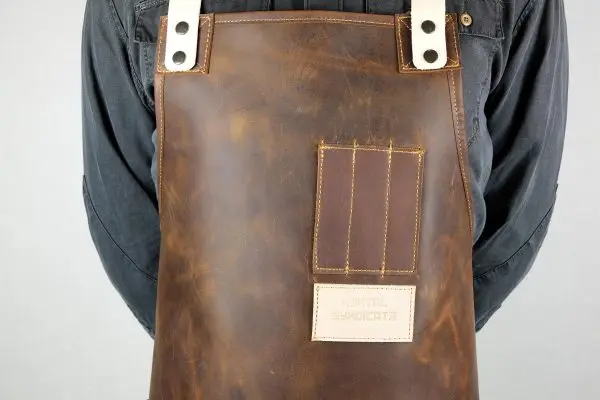 Полнозернистый промасленный кожаный Рабочий Фартук с карманами для ручек Пинцет одобренные CE кухонные кожаные ремни домашнего профессионального использования