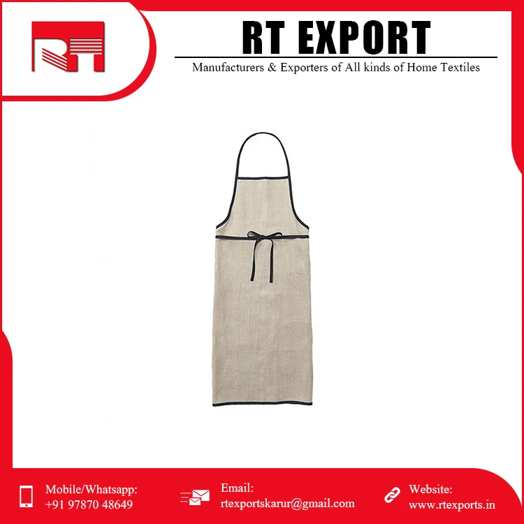 Wholesale Price Top Quality Custom Design Cotton Linen Unique Print Cooking Kitchen Apron with Pockets