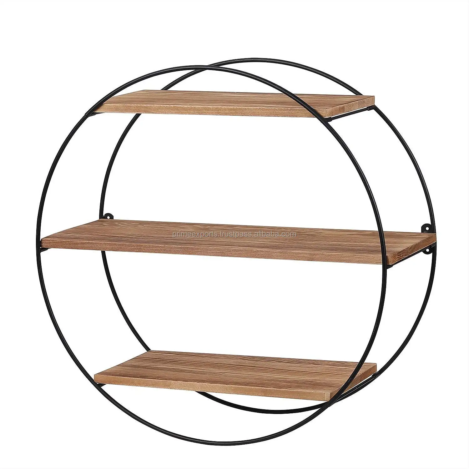 Scandinavian and European  Round metal and wood wall shelf rack most running top model wall metal and wood wall rack