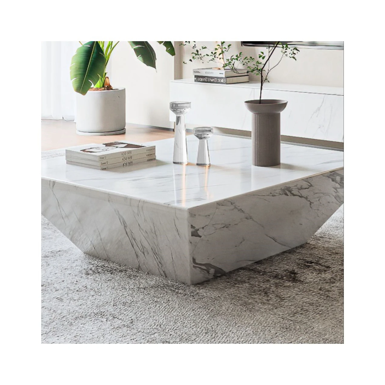 Livingroom Modern Center Table Furniture Sofital White Natural Stone Marble Coffee Table Plinth Marble