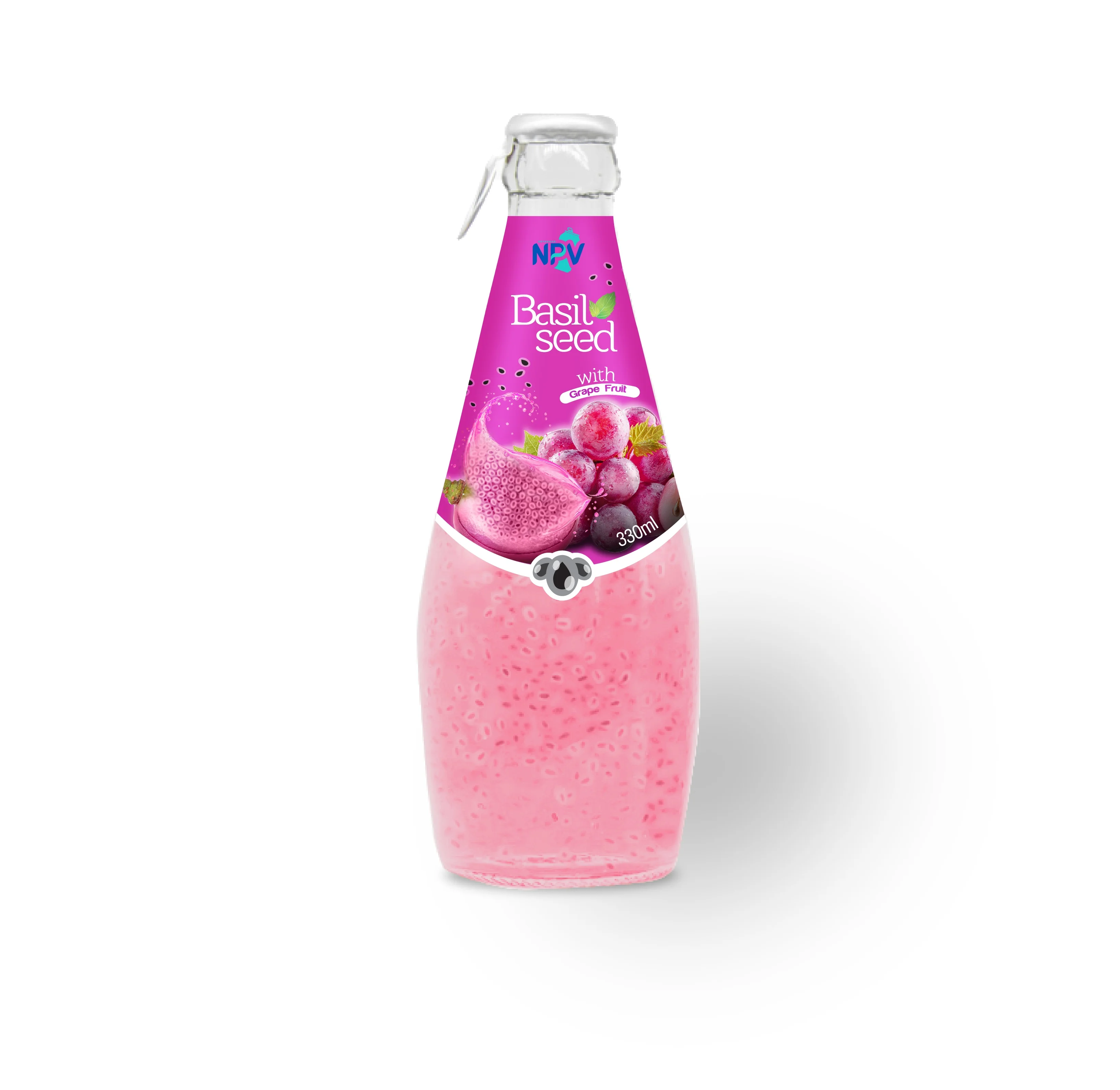 OEM  290 ml bottle  Oranges Flavor Basil Seed Drink Vietnamese  Beverage Company Free Sample Free Design