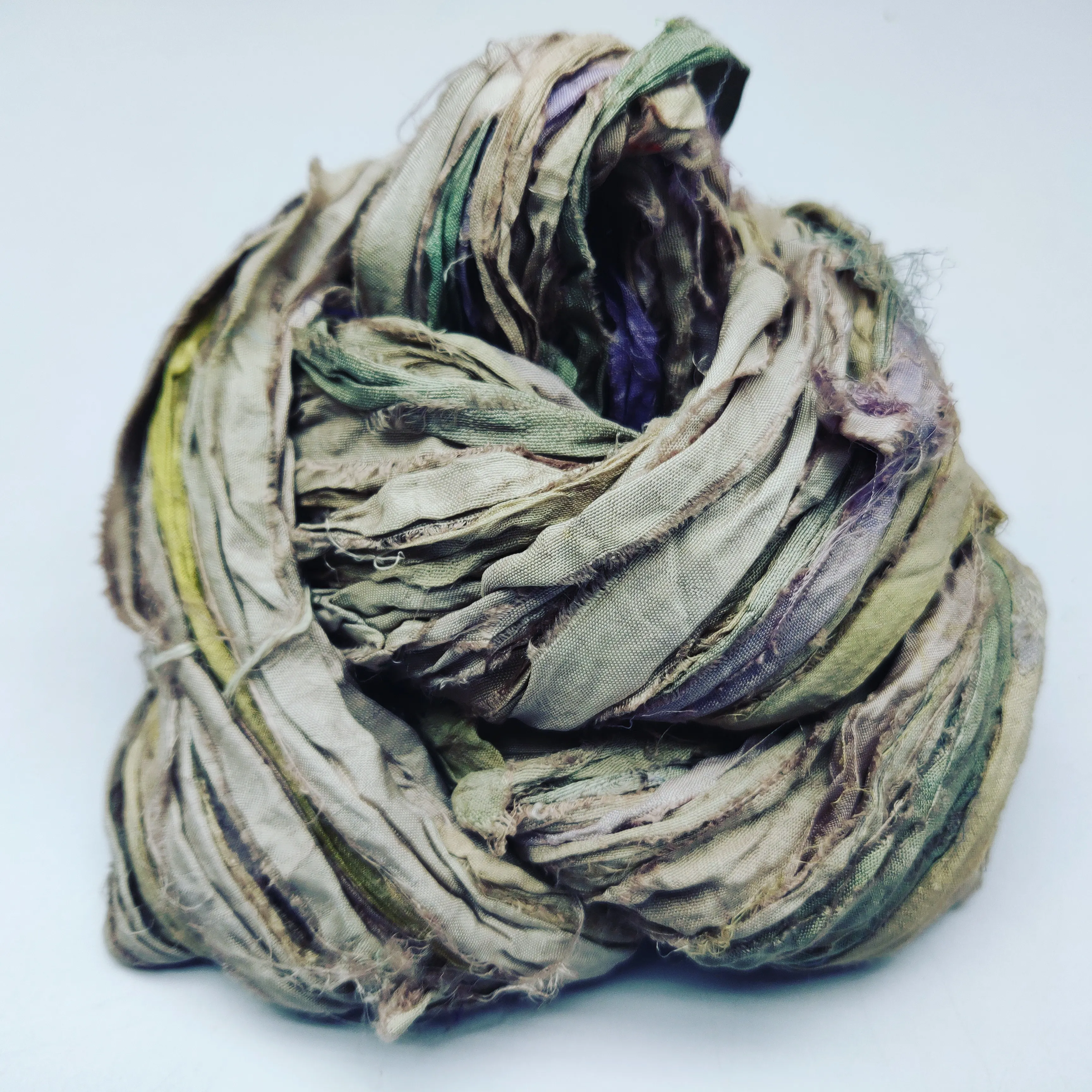 Recycle sari silk Ribbons sustainable eco-friendly hand torn silk strips and hand stitched to make long ribbon for gift wrapping