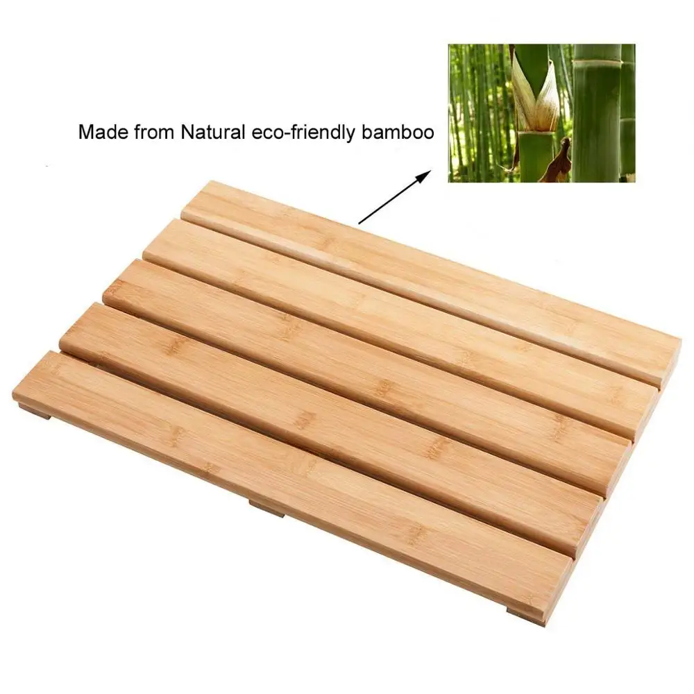 China Wholesale Bamboo Shower Mat Bamboo Bathroom Floor Non-Sliding Bamboo Bathmat