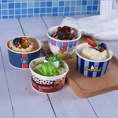 20oz Disposable Kraft Paper Ice Cream Bowls With Clear Lids