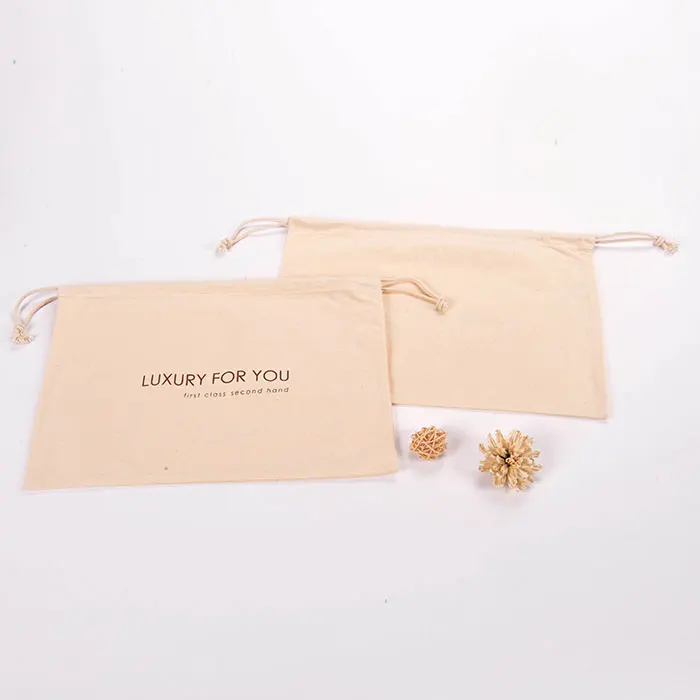 Wholesale custom 100% cotton drawstring pouch packaging bag