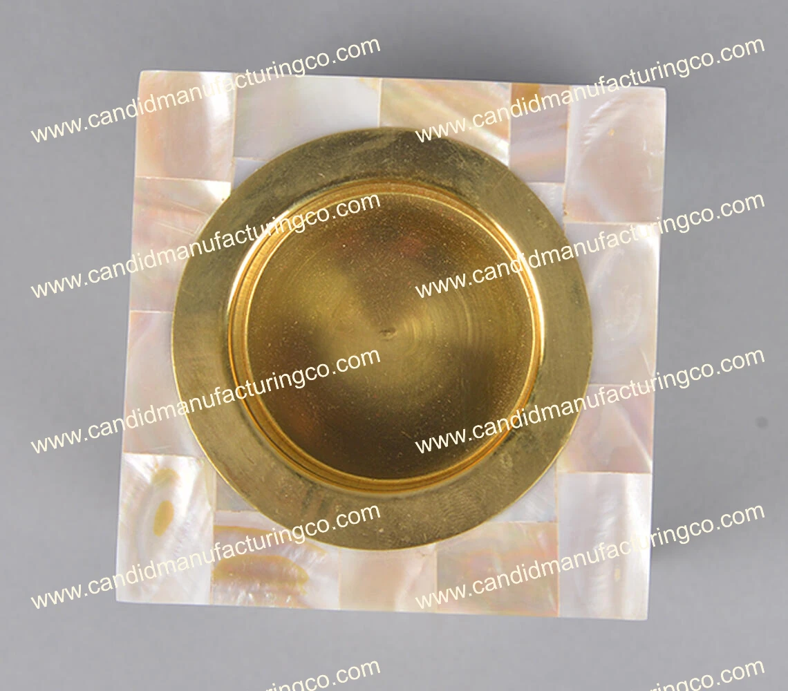 Candid Manufacturing Co Luxury Incense Burner Wood and Seed Material with Mother of Pearl and Arabic Incense Mubkhar Inlay