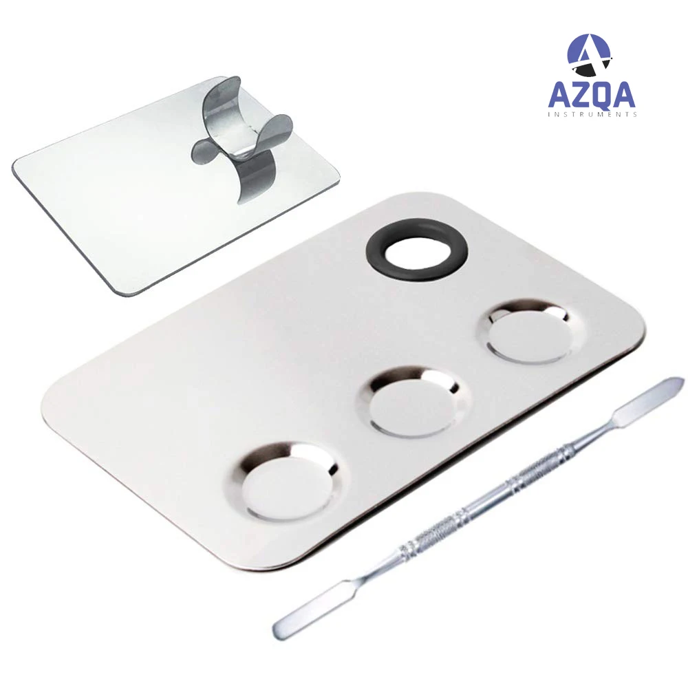 Rounded Shaped Make-up mixing Pallet With Ring and 4 hole for color mixing walls Plate Makeup Palette Foundation Mixing Tray