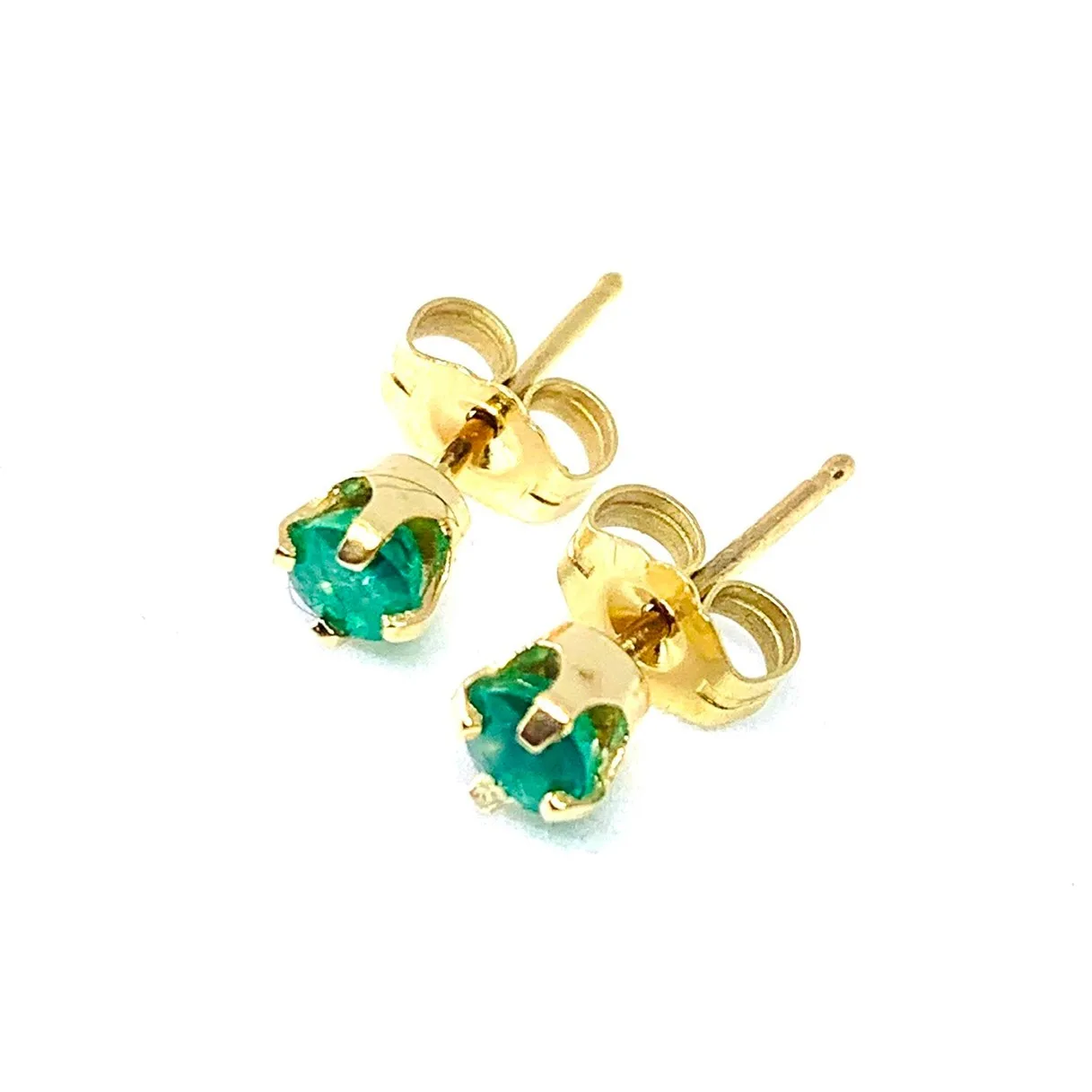 Jade 14k Gold Postback Stud Earrings for Women, Young Ladies + Girls (Santa Barbara, California, United States of America) USA