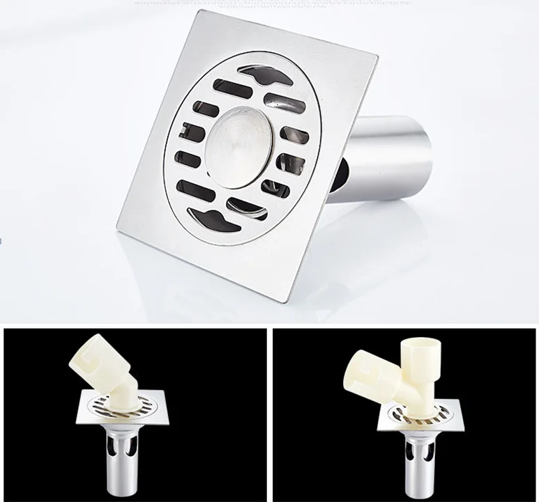 
Hot sale square stainless steel floor drain anti-odor for shower room can connect washing machine 