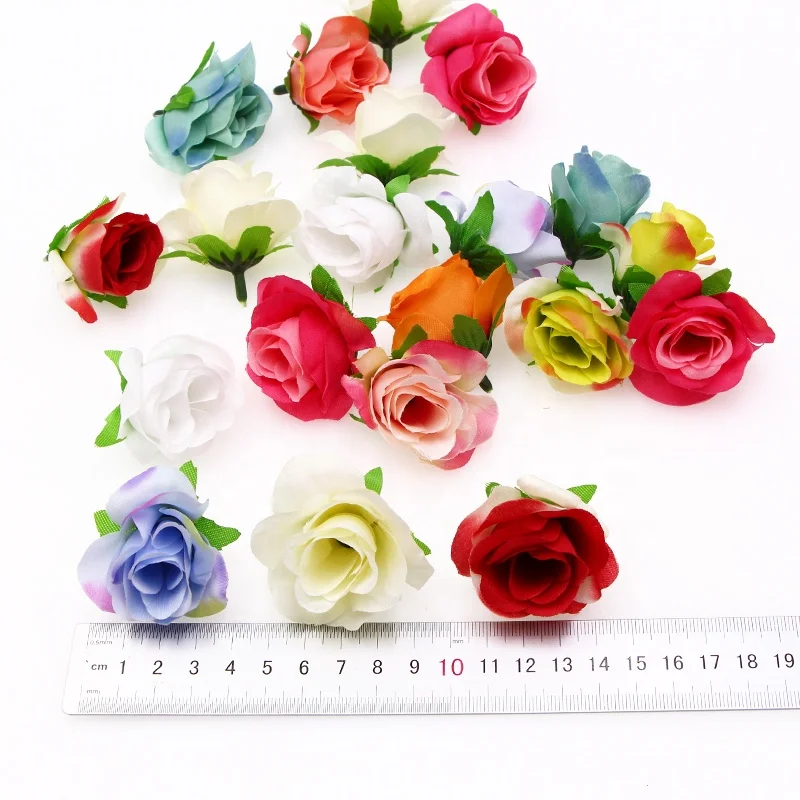 4cm Rose Flower Heads Silk Artificial Flower Burgundy Red White Rose For Wedding Engagement Party Home Decor DIY
