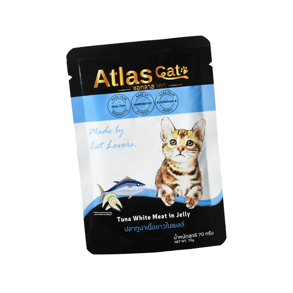 Чехол для кошки Atlas, белое мясо тунца в желе 70 г, Высококачественная еда для кошек, рыба, товары оптом, влажная еда для домашних животных