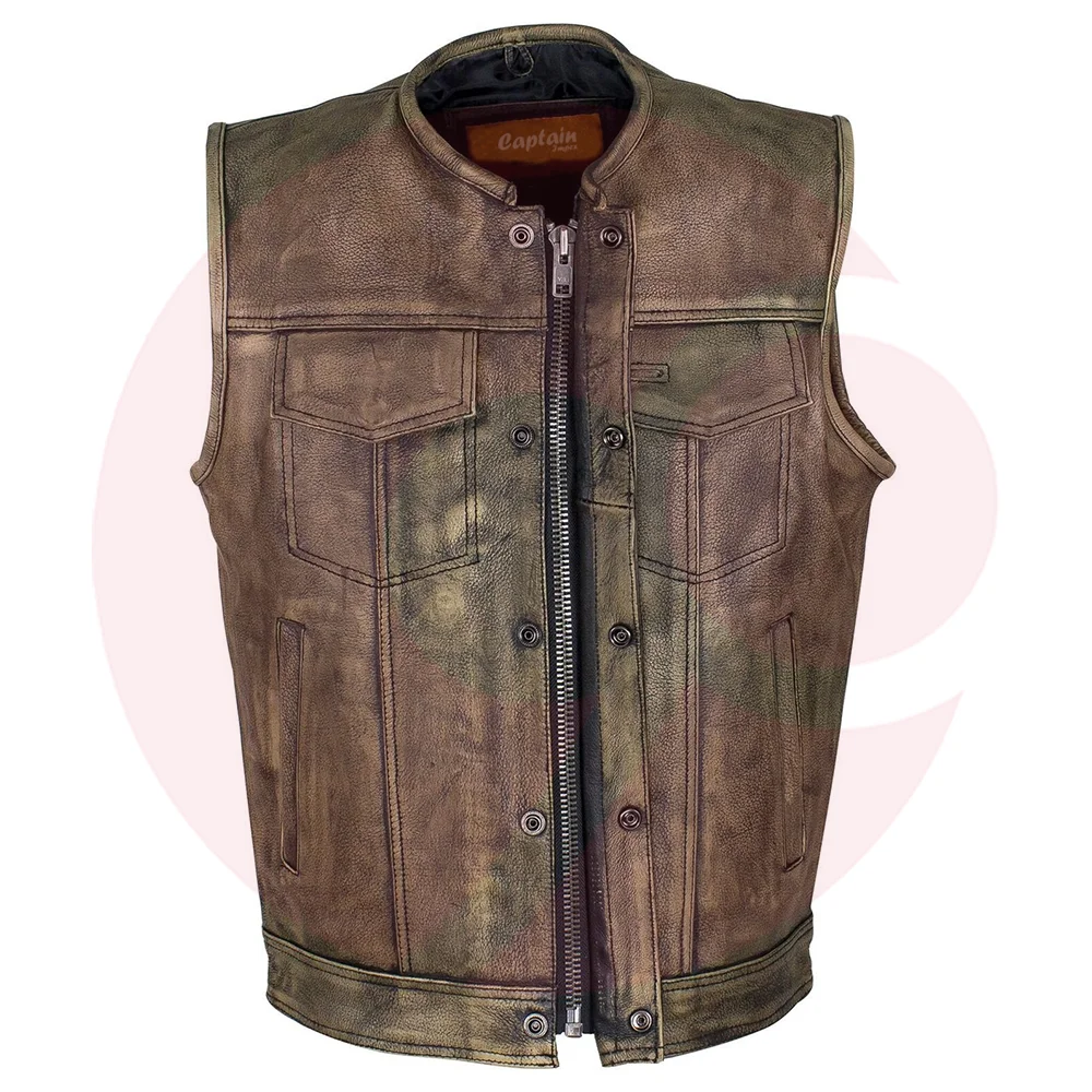 
 Мужские классические кожаные мотоциклетные жилеты, Кожаные Байкерские жилеты хорошего качества  