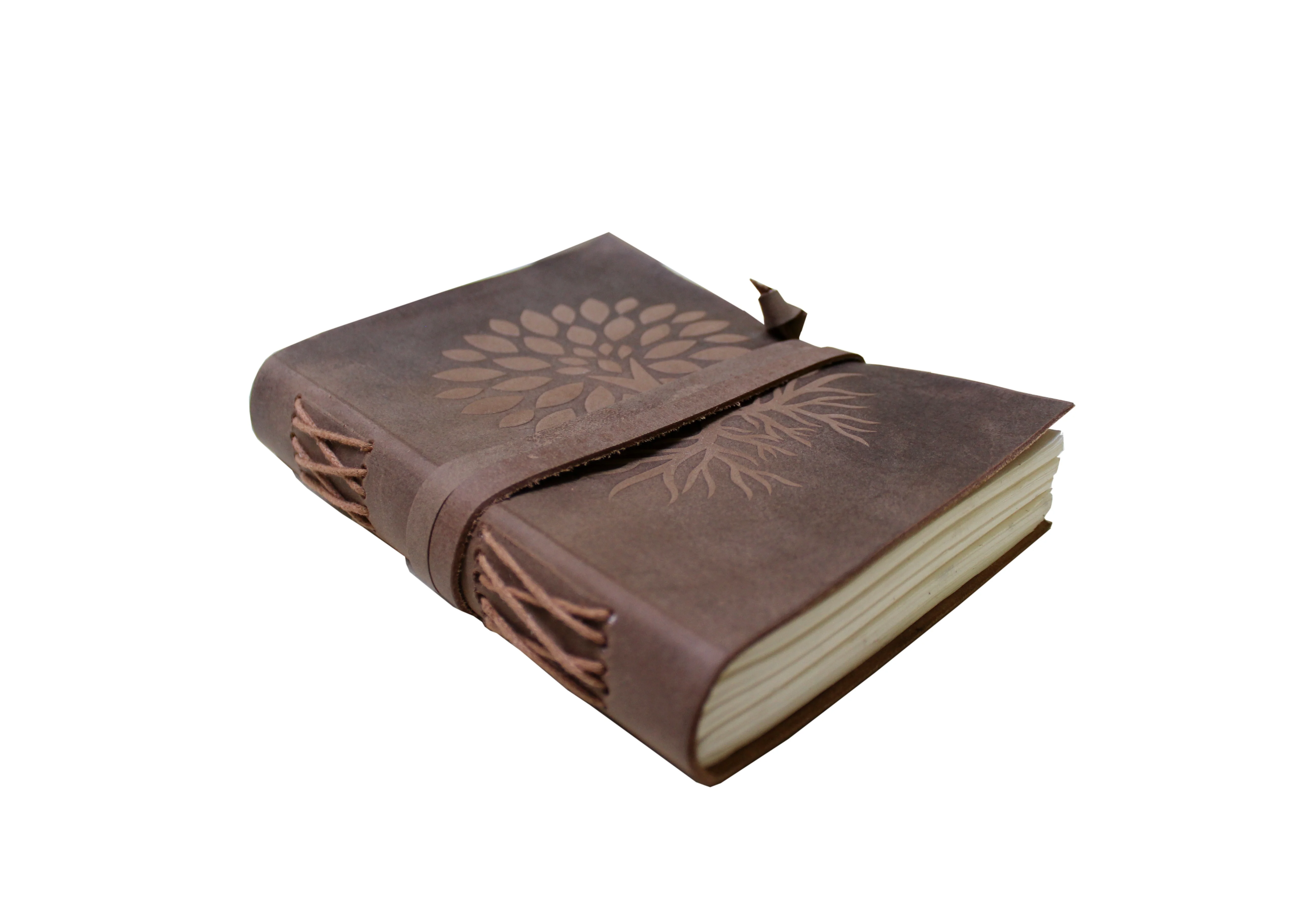 Высококачественная классическая текстура с принтом дерева с застежкой-полосой и боковой строчкой кожаные дневники ручной работы