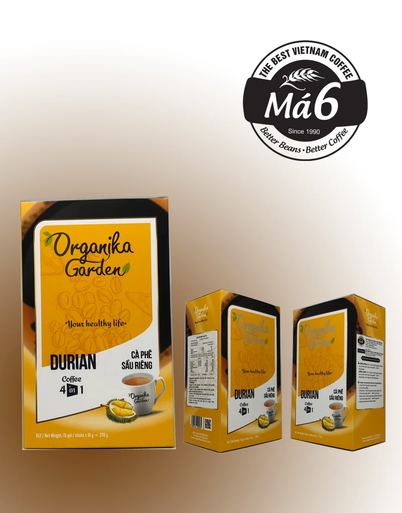 Real Durian Sweet Taste Caffeinated MA 6 COFFEE - ORGANIKA COFFEE - DURIAN COFFEE 4 IN 1 From Vietnam