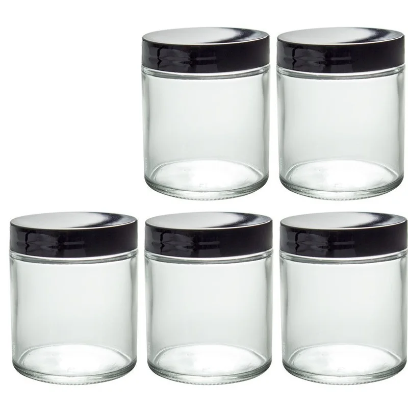 8oz 250ml clear blend glass wax candle jar with metal lid custom logo color