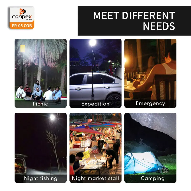 360light 12V telescopic pole led lights remote control waterproof adjustable led camping lights luzes de acampamento conduzidas