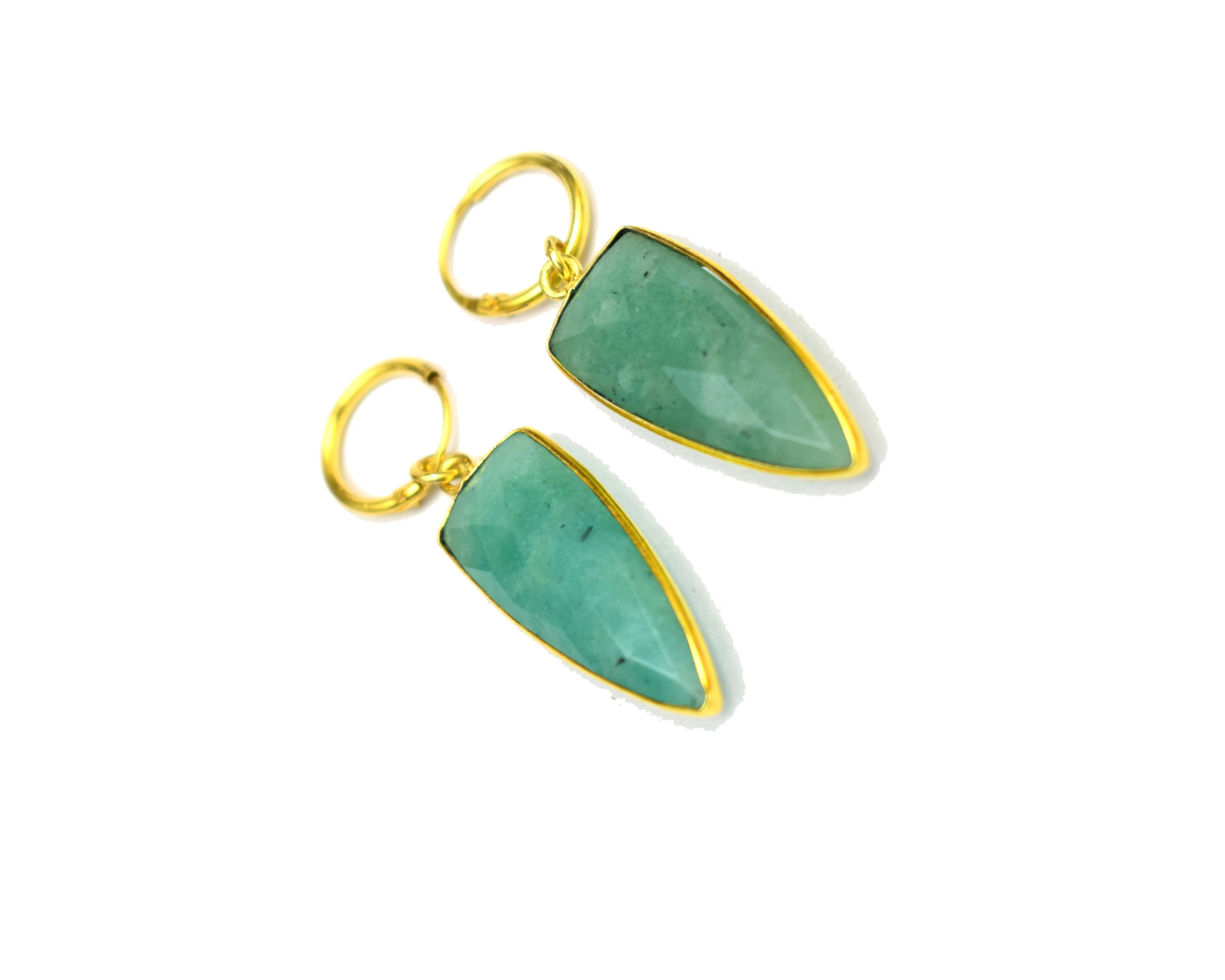 Gold plated natural amazonite gemstone jewelry bali hoop earring