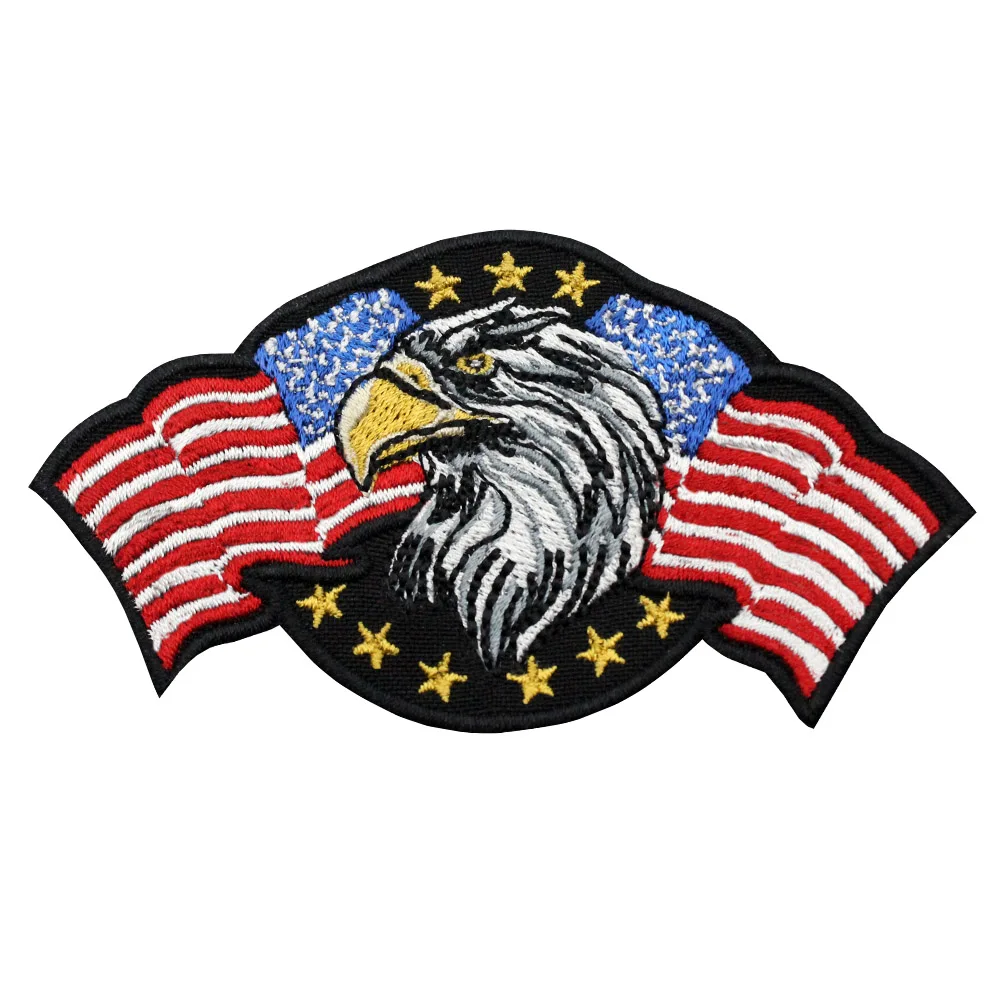 American Flag Eagle USA Embroidered Iron-on / Velcro Sleeve Patch