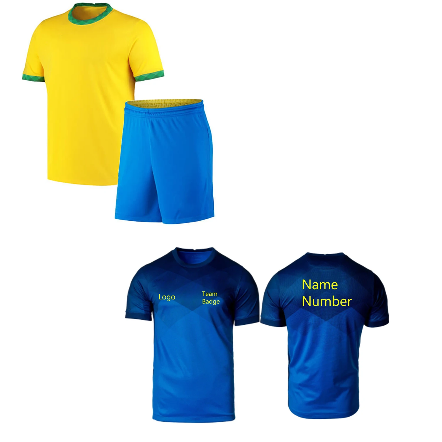 Custom logo Sublimation Printing Soccer Wears High Quality 2021 Brazil Football Uniform