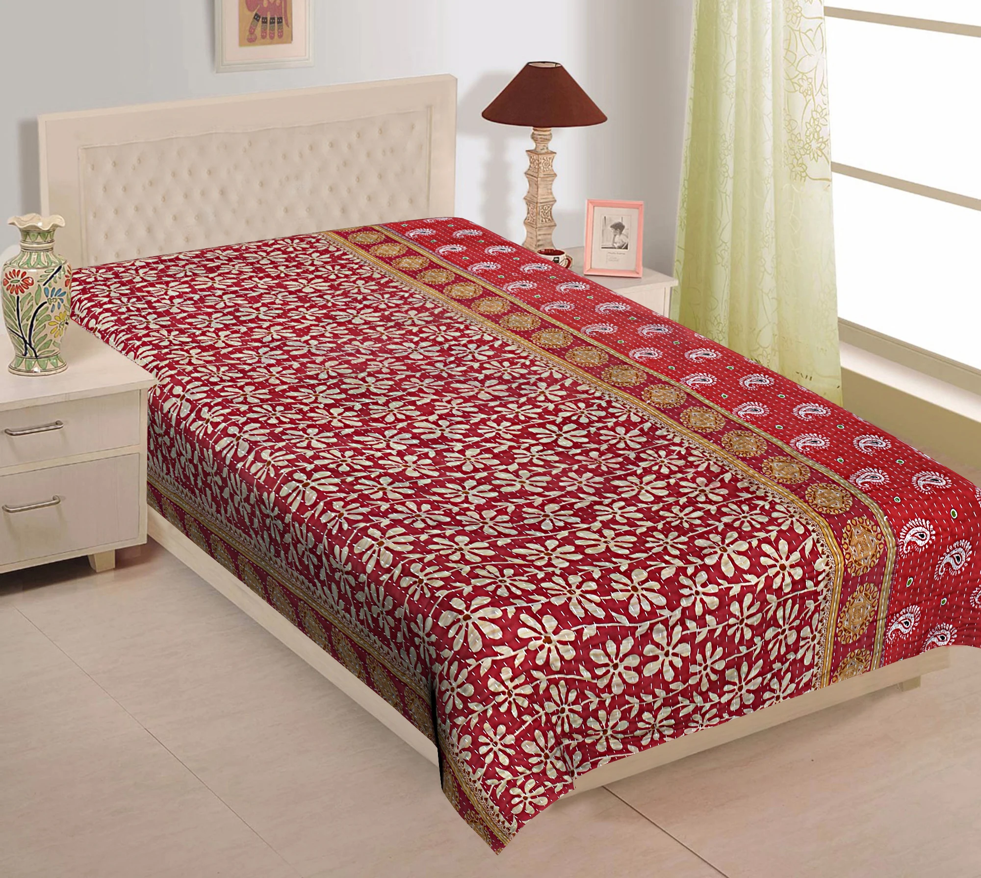 Wholesale Lot Of Indian Vintage Kantha Quilt Handmade Throw Reversible Blanket Bedspread Cotton Fabric Bohemian quilt