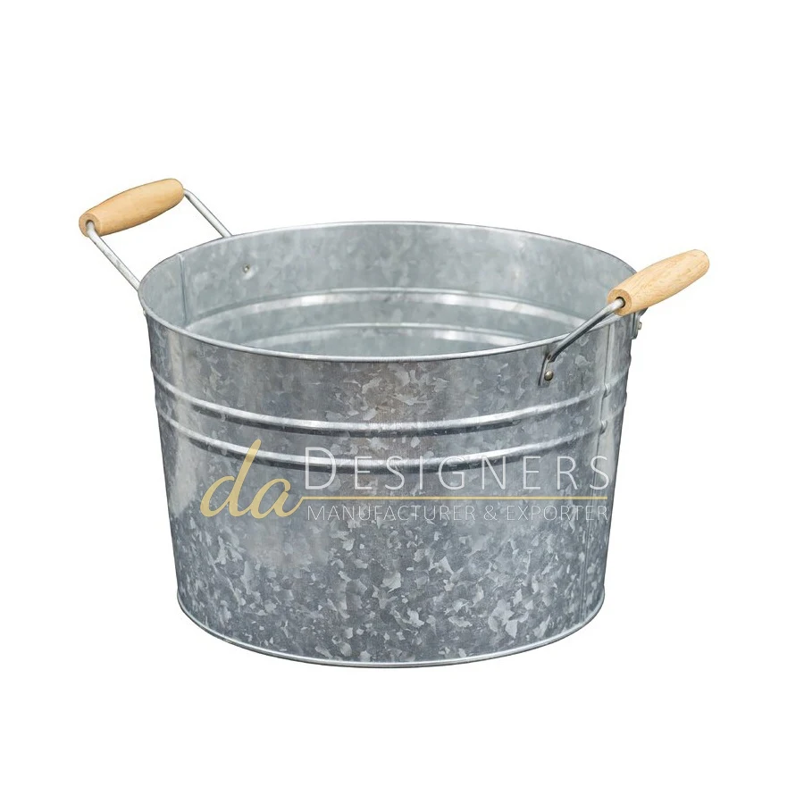 Новейший дизайн поставка ковша из оцинкованной стали с ручкой Натуральная отделка высокое качество металл круглая форма ковш от дизайнера Da