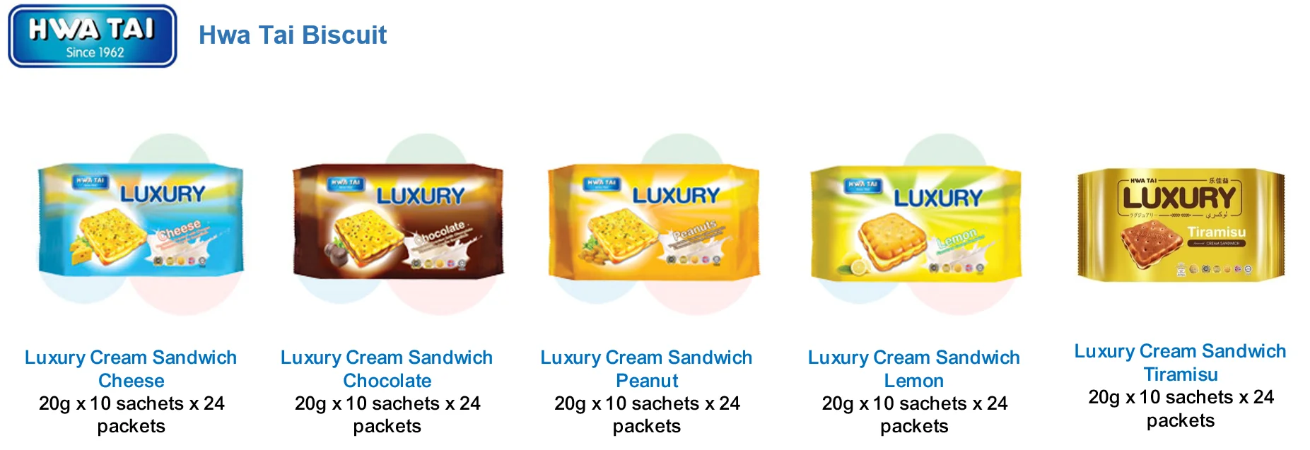 Hwa Tai Luxury Cream Sandwich Cheese  - 20g Cheese Sandwich Biscuits