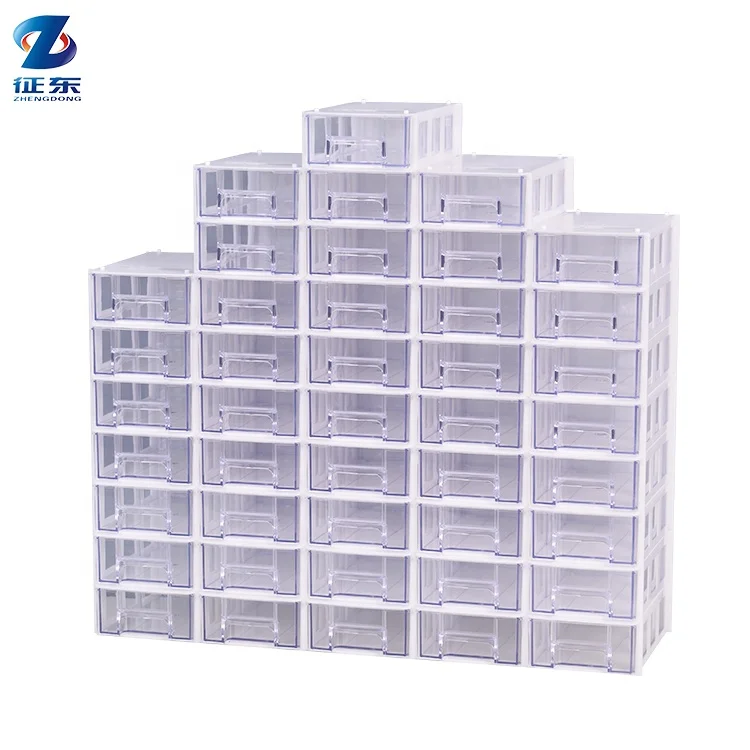 High quality white stackable small parts organizer transparent drawer plastic letter seed beads storage box