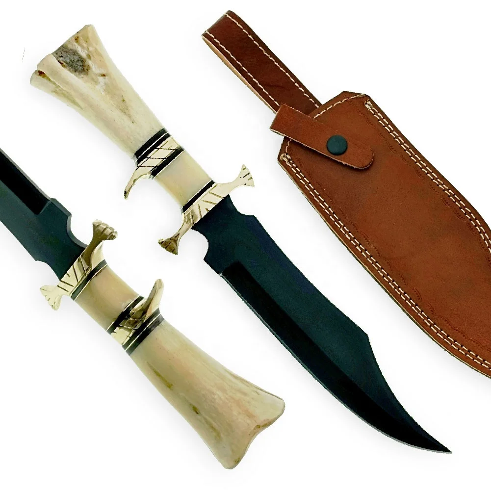 1095 нож из высокоуглеродистой стали с фиксированным лезвием и порошковым покрытием охотничий Боуи ремесленный Походный нож с ручкой в виде Верблюжьей Кости