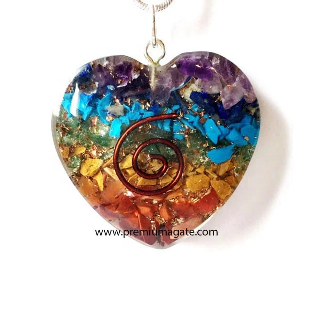Семь чакр многослойный ОРГОН в форме сердца кулон: Оптовая продажа оргонитовых подвесок из Индии
