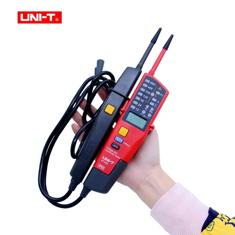 UNI-T UT18C Voltage and Continuity Tester 0~690V AC/DC Voltage Tester LCD Display Auto Range IP65 Waterproof Meter