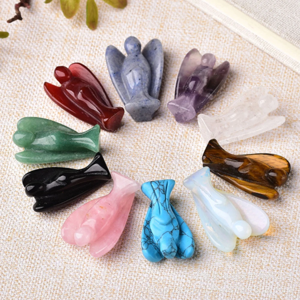 wholesale MIX ALL CRYSTAL HOLY ANGELS /NATURAL CRYSTAL AGATE HAND CARVED PREMIUM QUALITY ANGELS