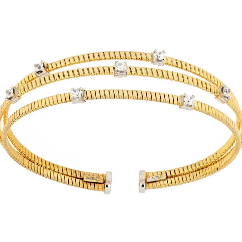 MADE IN ITALY GOLD PLATED SILVER TUBO GAS BANGLE BEST SELLER