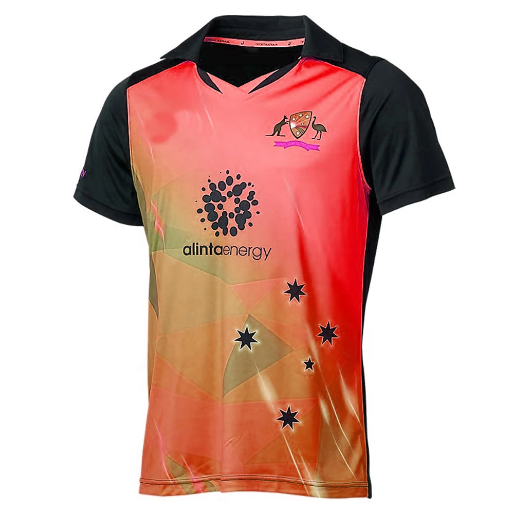 custom sublimated team cricket t shirts top design full hand Australia cricket jersey 2021-22
