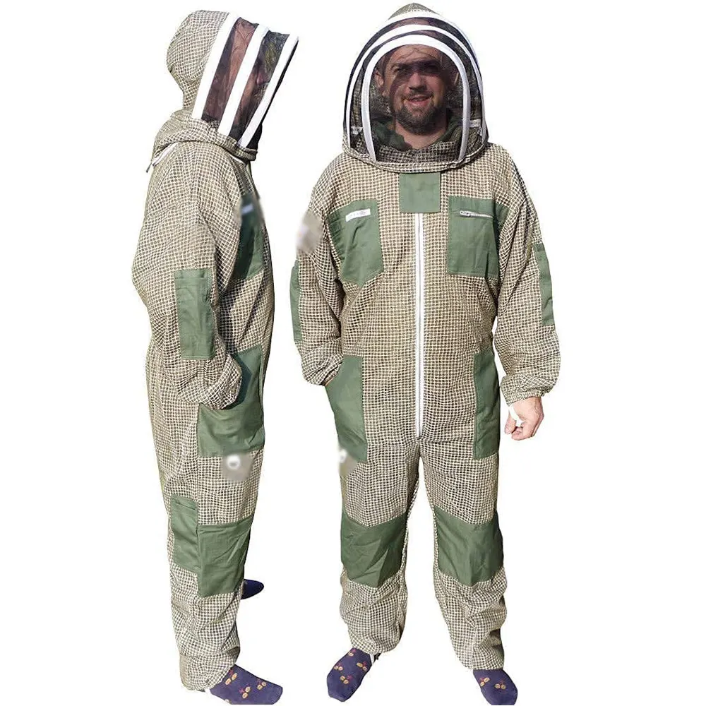 100% Cotton beekeeper suit with veil and hat bee protection suit low price beekeeping protective clothing suits