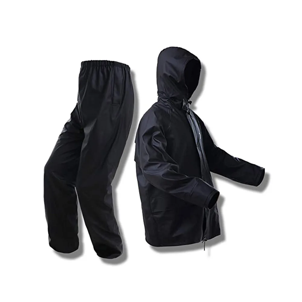 rain gears black pvc polyester 0.32mm rain suit