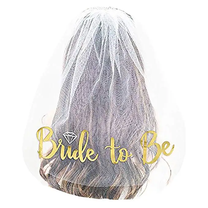 Wedding Party Decoration Bride To Be Gift Bridal Shower Silver Crystal Veils Hen Party Favor Bachelorette Party White Veil