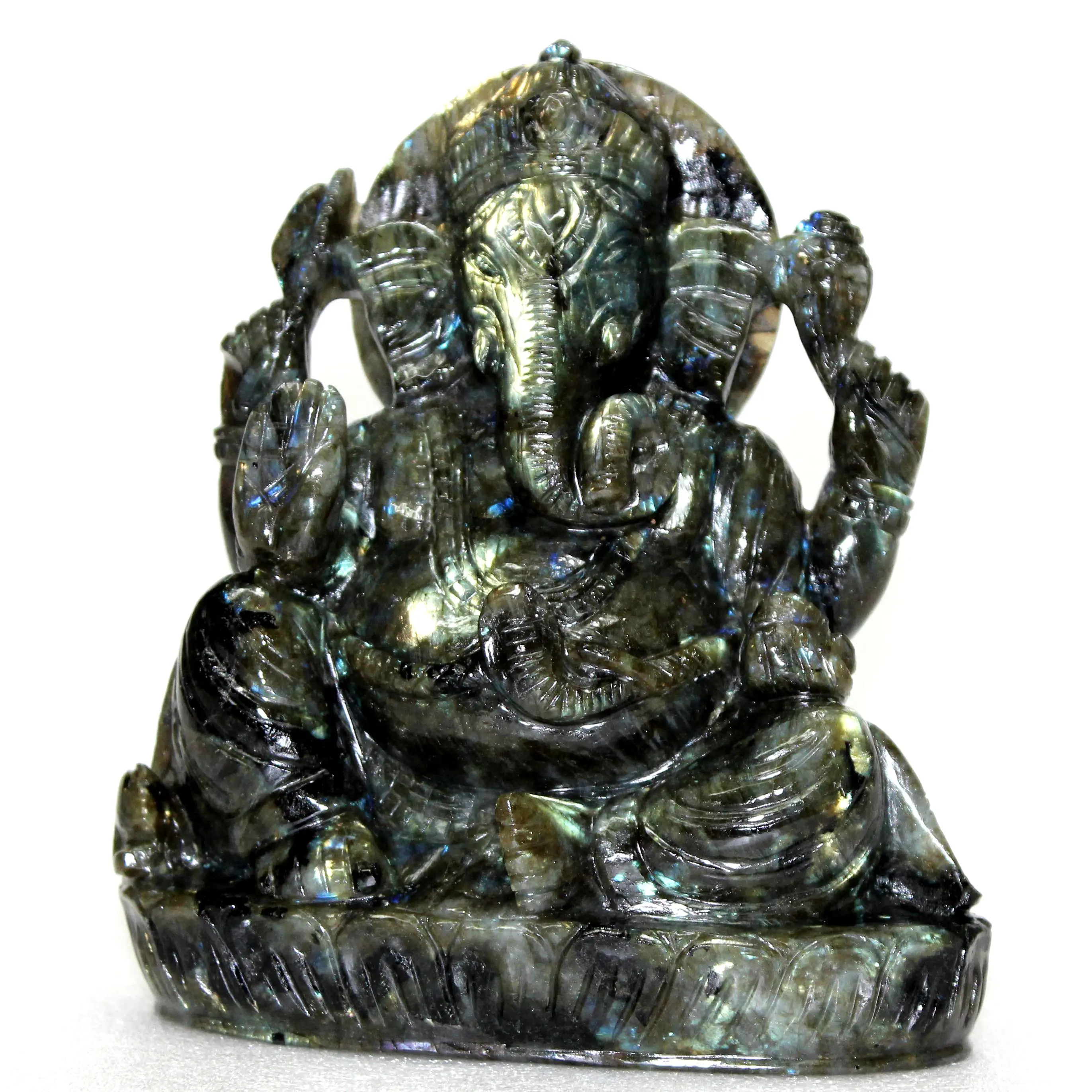 Labradorite Carving Ganesha Sculpture Home Decor Statue Figurine Piedras naturales Crystal Healing Stone