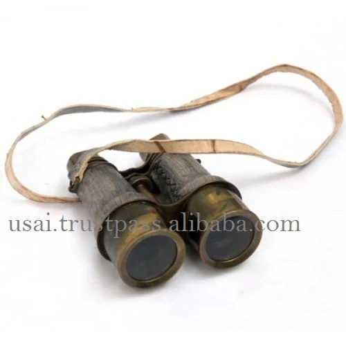 Collectible Antique Vintage Nautical 6 Inch Brass Binocular with Leather Leed Vintage Marine Gift item also