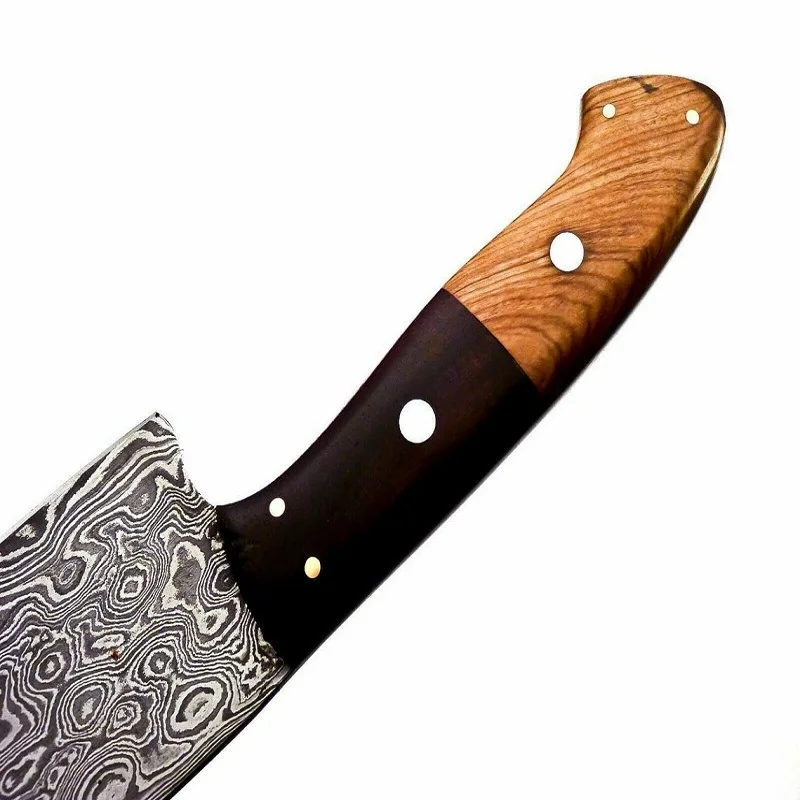 
Hand Made Damascus Steel Craft Chef Knife For kitchen use hand forge knife with leather sheath fixed blade CK-10 With leather 