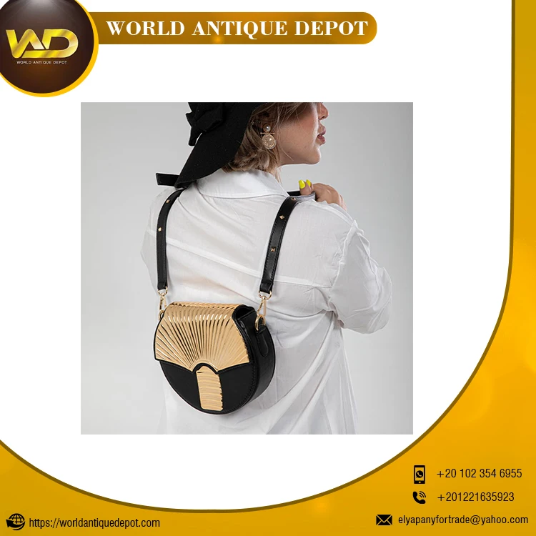 Fashionable Egypt artwork Bianca Bags Handmade from real leather and Handcrafted copper plated with 21 carot of gold