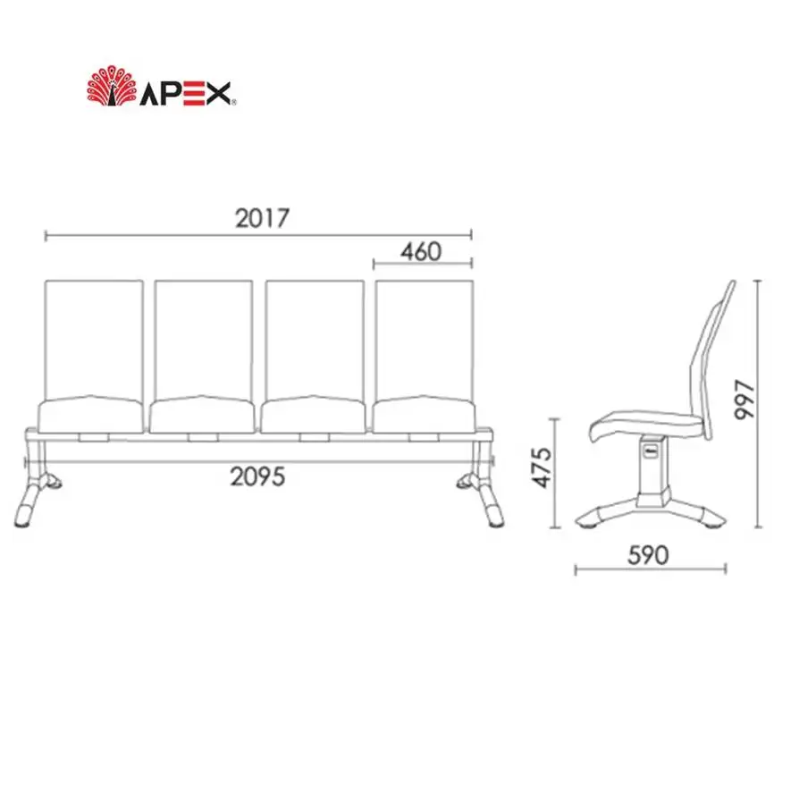 Top Quality Latest Design Reception Bench 4 Seaters Link Chair for Waiting Room Clinic Hospital Airport