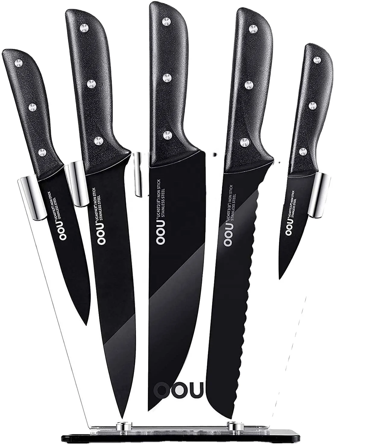  Ооу Ультра Sharp прочный 15 шт черный набор кухонных ножей из нержавеющей стали дизайн с