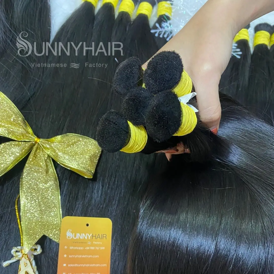 Top Quality 100% Virgin Human Bulk Hair Extension Customizable Length Color Blonde 613 Black From Top Vietnam Hair Supplier