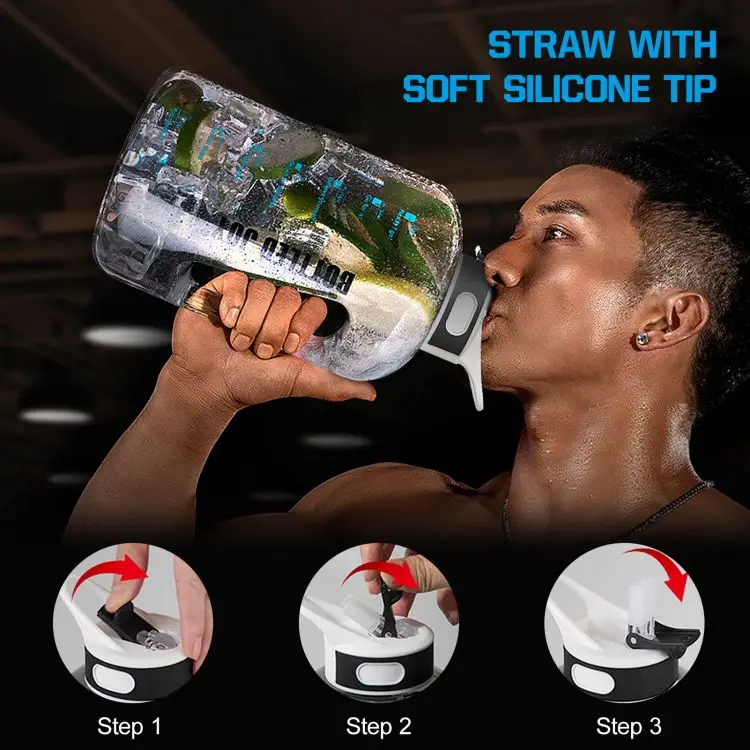 Custom Logo 1.5 L  2.5 L  3.78 L Camping Water Jug Kettle Gallon Gym Sport Plastic Motivational Water Bottle with Straw