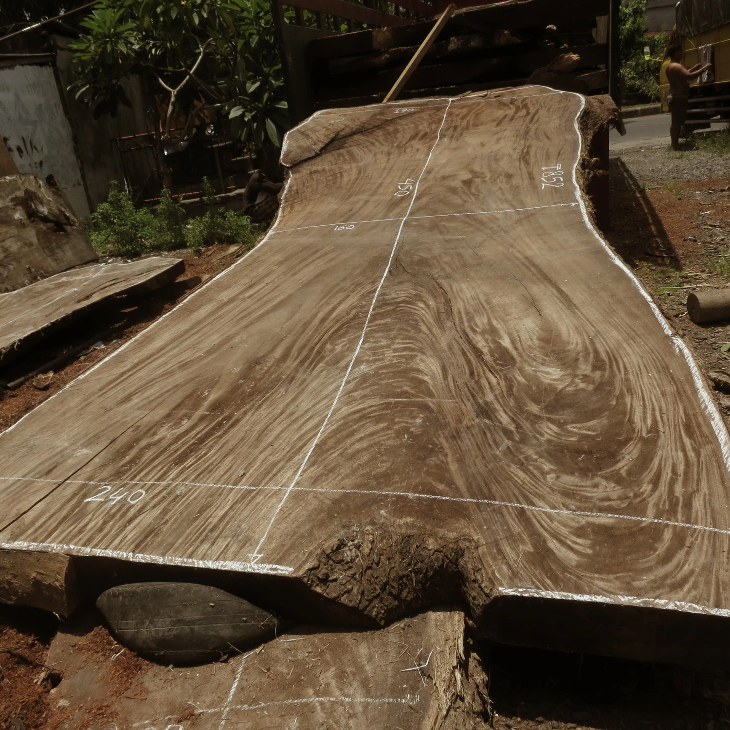 
One Solid Slab Wood Dining Table 