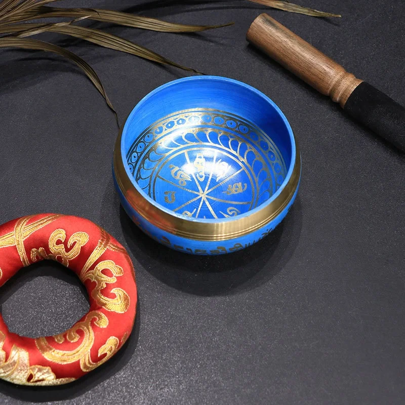 Handcrafted Singing Bowl Buddhist Prayer Instrument with Wooden Stick & Cushion For Meditation Excellent Yoga Bowl