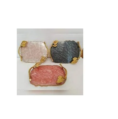 Высококачественная смола и поднос непосредственно от производителя для ручной работы сервировочный черного цвета лучшего дизайна