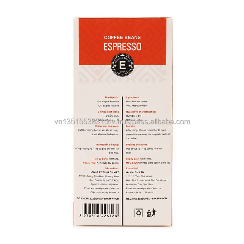 
Roasted GUDELI Coffee Beans Blend Viet Nam 